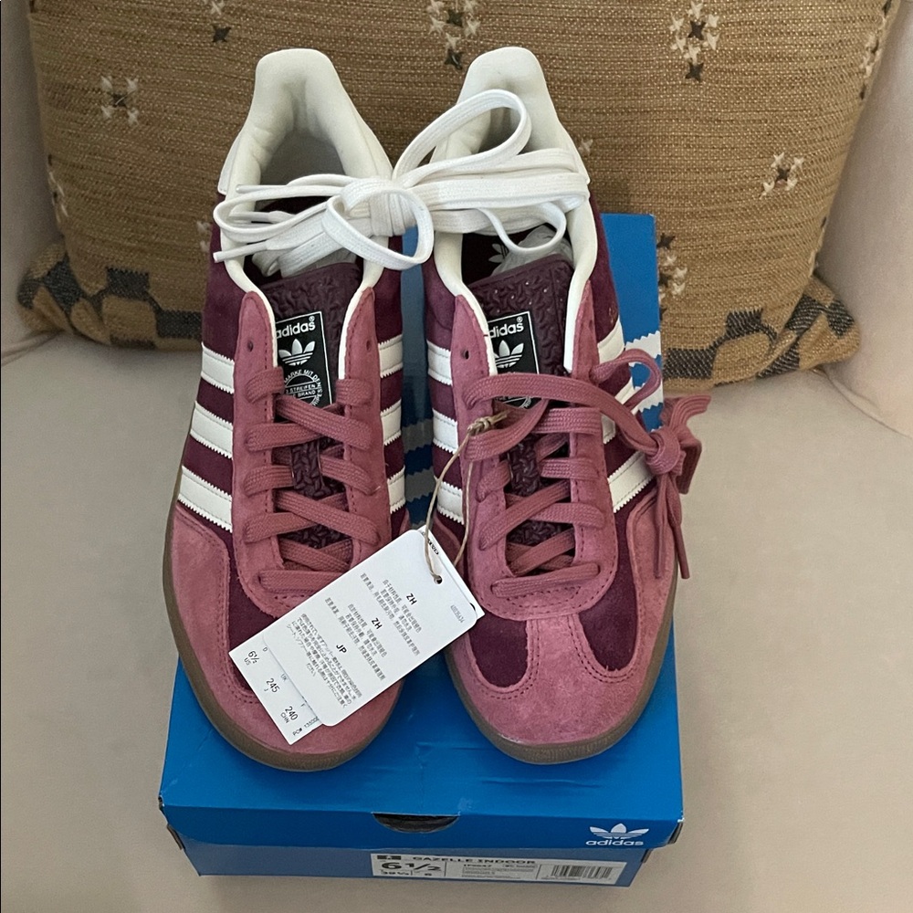 Adidas Maroon and White Sneakers